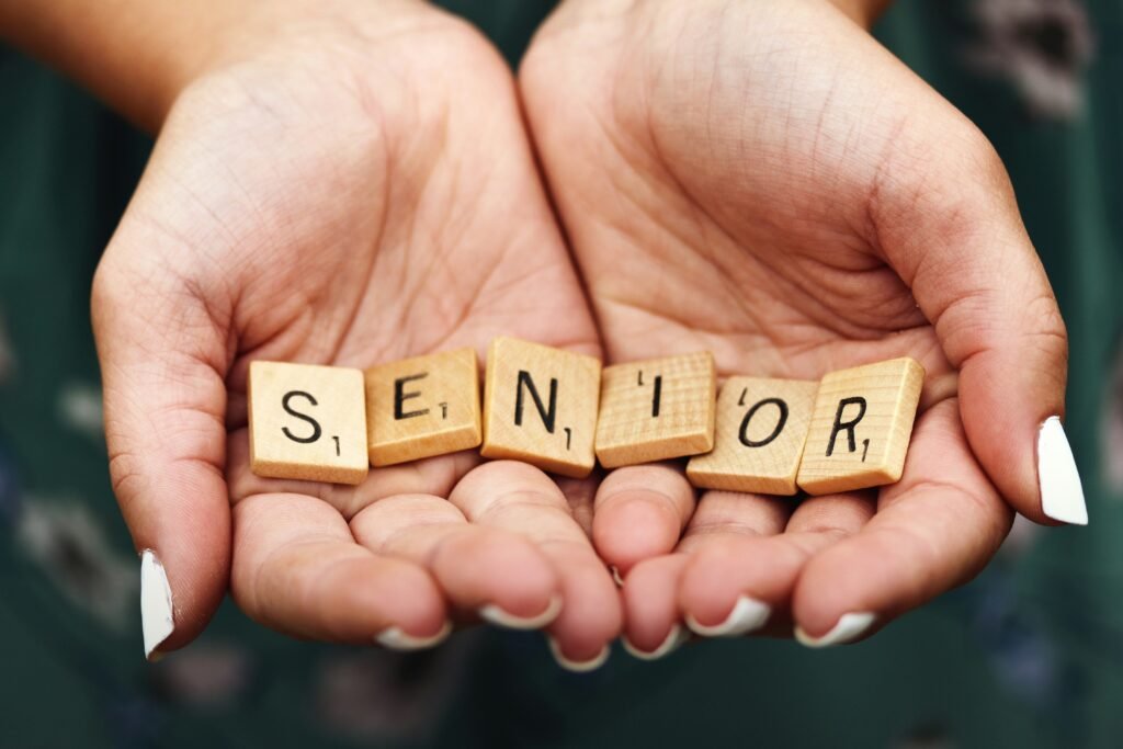 senior lettering in a hand